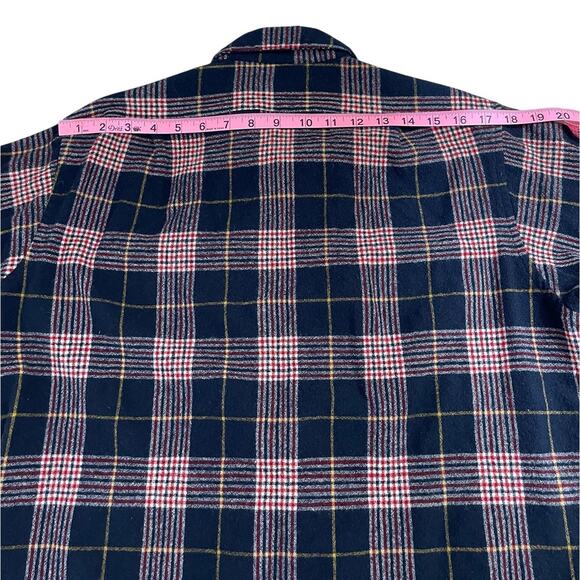 Vintage Pendleton 70s Wool Plaid Board Shirt Loop Collar Red Blue Size Large - Picture 12 of 13
